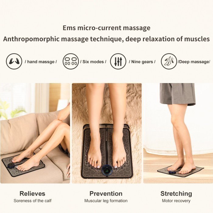 BISA COD Pemijat Kaki Elektrik USB Rechargeable Pulse EMS Muscle Mat - Matras Pijat Refleksi Kaki Massage Mat - Alat Pijat Betis Kaki Fat Burner Slim Leg Roll Relax Massager - PIJAT TELAPAK KAKI REFLEKSI