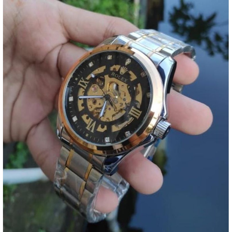 Jam Tangan Otomatis Romawi Tengkorak Skeleton Jam Tangan Tanpa Baterai Terlaris