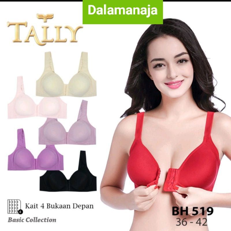 TALLY Bra Fashion 519 Bra Kancing depan Busa Tipis Tanpa Kawat Cup Besar