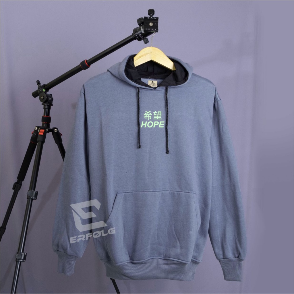 Erfolg Clothing Suiter Pria Wanita Hoodie Glow In The Dark Terbaru Keren Gaya Korean Style Basic Sablon Hope Distro Sweater Oversize Cowok Cewek Original Brand Lokal Bandung Sweter Hodi Warna Abu Paralon Bahan Katun Fleece Tebal Premium