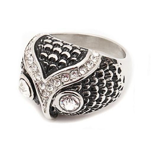 Cincin Elang Owl Crystal Diamond Titanium Ring Cincin Pria Wanita