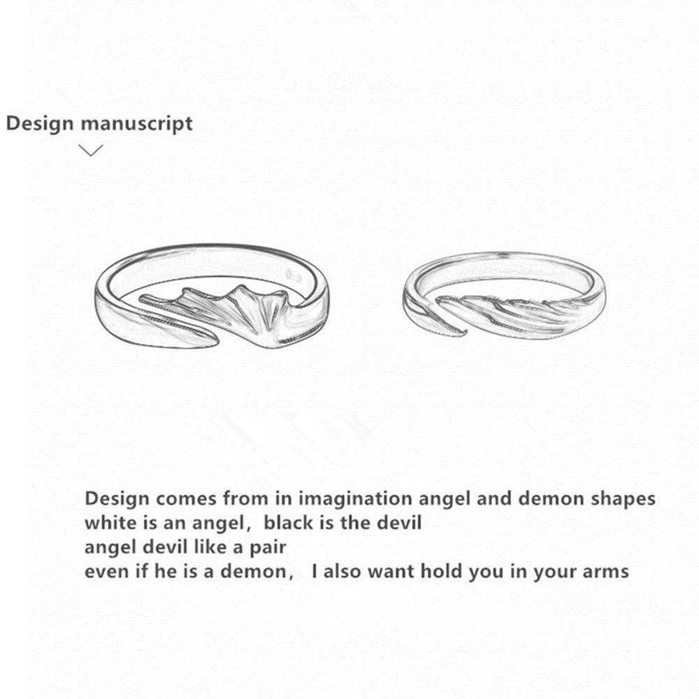 Cincin Model Terbuka Desain Sayap Malaikat Iblis Warna-Warni Gaya Hip Hop Dapat Disesuaikan Untuk Pasangan
