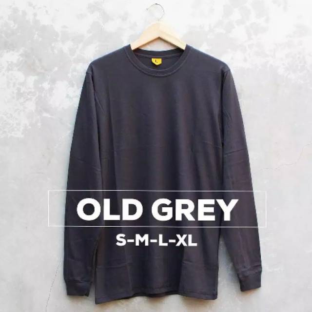 Baju kaos lengan panjang warna old grey polos