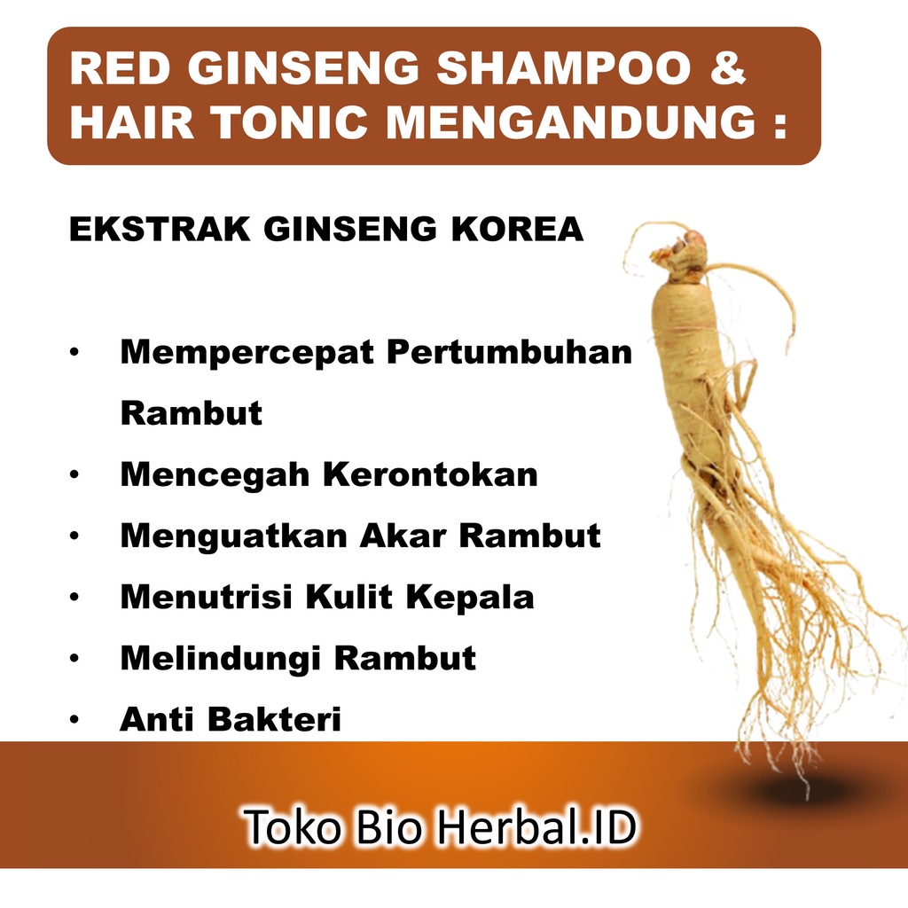 Paket Sampo Rambut Rontok Dan Hair Tonik Rambut Rontok Penyubur Rambut Rontok Red Ginseng B6P