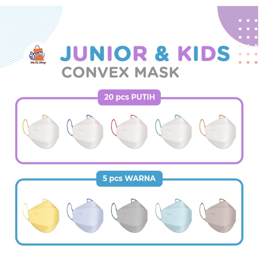 Masker Sensi Convex Kids 5Ply / KF94 Anak / Masker Anak Medis Surgical isi 20pc +5pc (FREE)