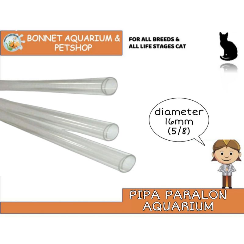 pipa paralon aquarium -+ 50cm warna biru,putih,hitam,merah,bening