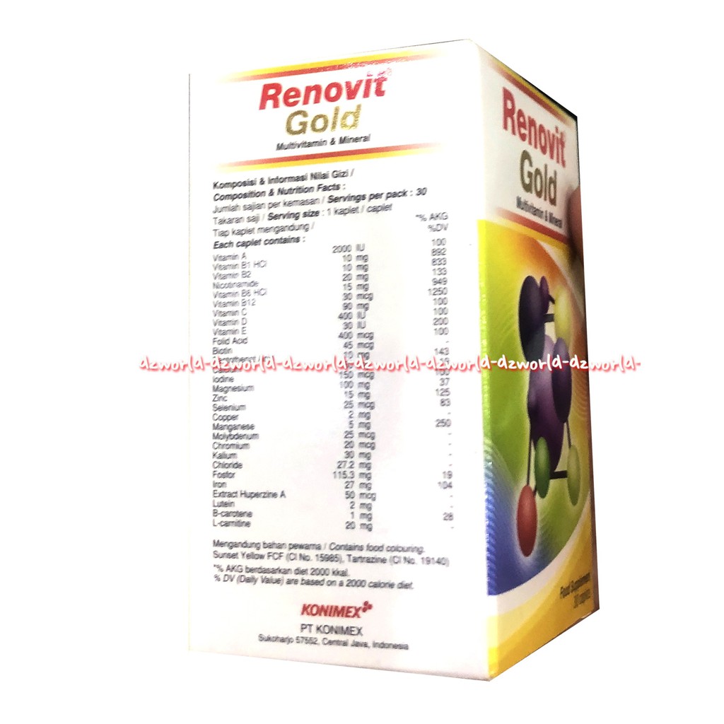 Renovit Gold Multivitamin &amp; Mineral Suplemen Untuk Membantu Menjaga Daya Tahan Tubuh Isi 30 Kaplet