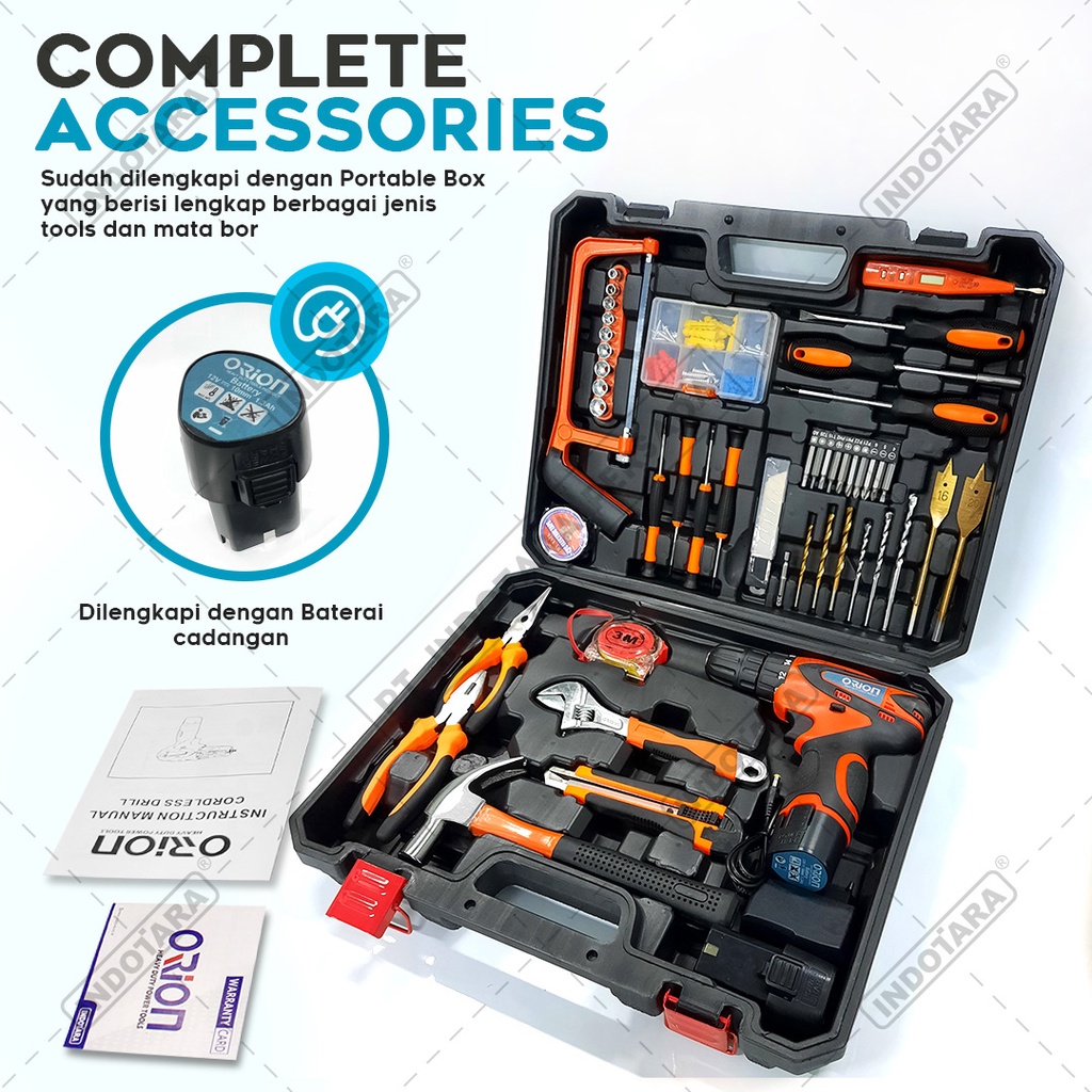 Hand Toolset / Tool Kit Set / Toolbox Cordless Drill Set Orion TR-010-6