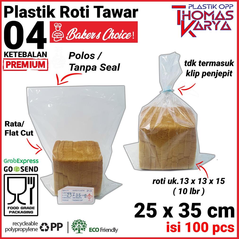 

25X35 Cm Plastik Opp Tebal (Polos/Tanpa Lem) | Plastik Roti Tawar 370 Gr | Kemasan Roti Tawar Bening