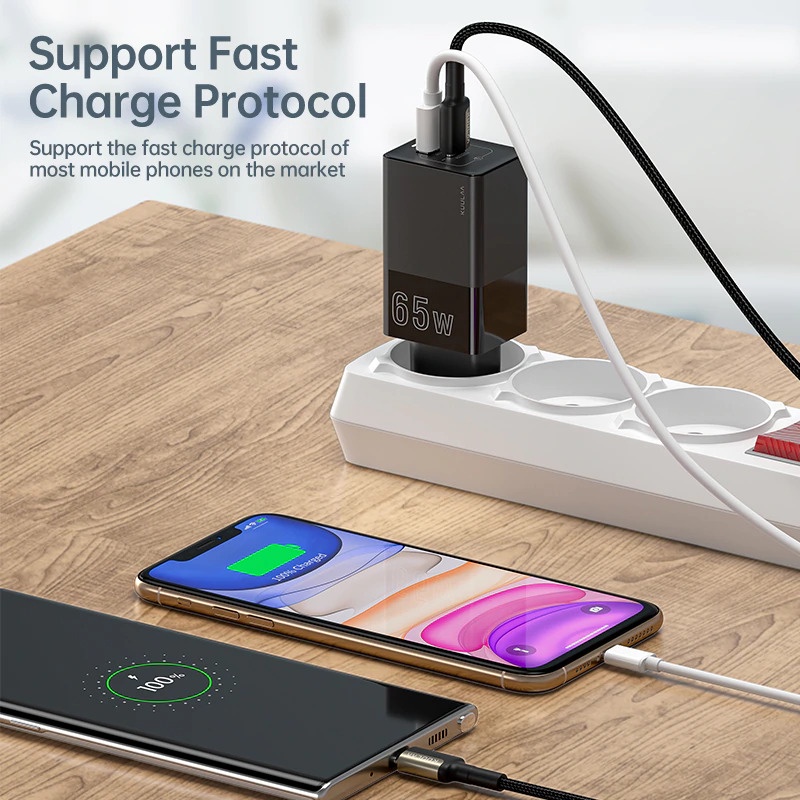 Kepala Charger Fast Charging USB Type C PD Quick Charge 2 Port 65W - KL-CD20 - Black