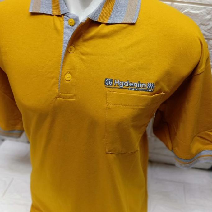 Kaos Pria Kerah Wangki Kantong Saku Big Size XXL, XXXL dan XXXXL - Kuning, XXL