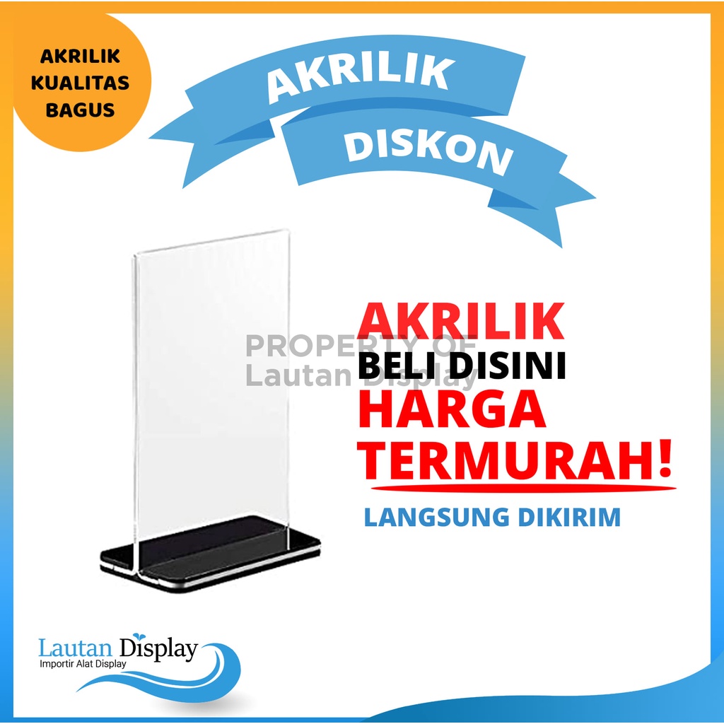 

AKRILIK BENING TYPE T POTRAIT STAND HOLDER TEMPAT BROSUR BENING MENU MAKANAN A4 TENT CARD DISPLAY A5