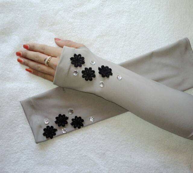 Handsock Jempol FLOWERS HTM BATU/ Handsock Jempol Wanita / Handsock muslim  Murah / Grosir Handsock