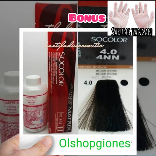 Matrix Socolor 4.0 + oxydant campuran cat rambut Hair Color tutup uban