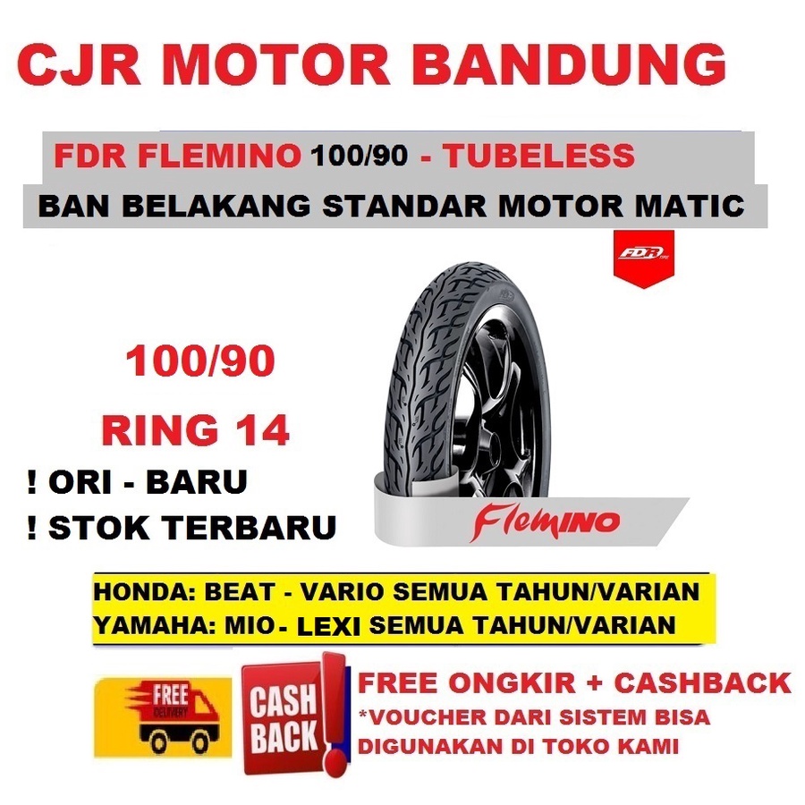 Ban HARIAN FDR FLEMINO 100/90 ring 14 ban TUBELESS motor LEXI AEROX VARIO MIO