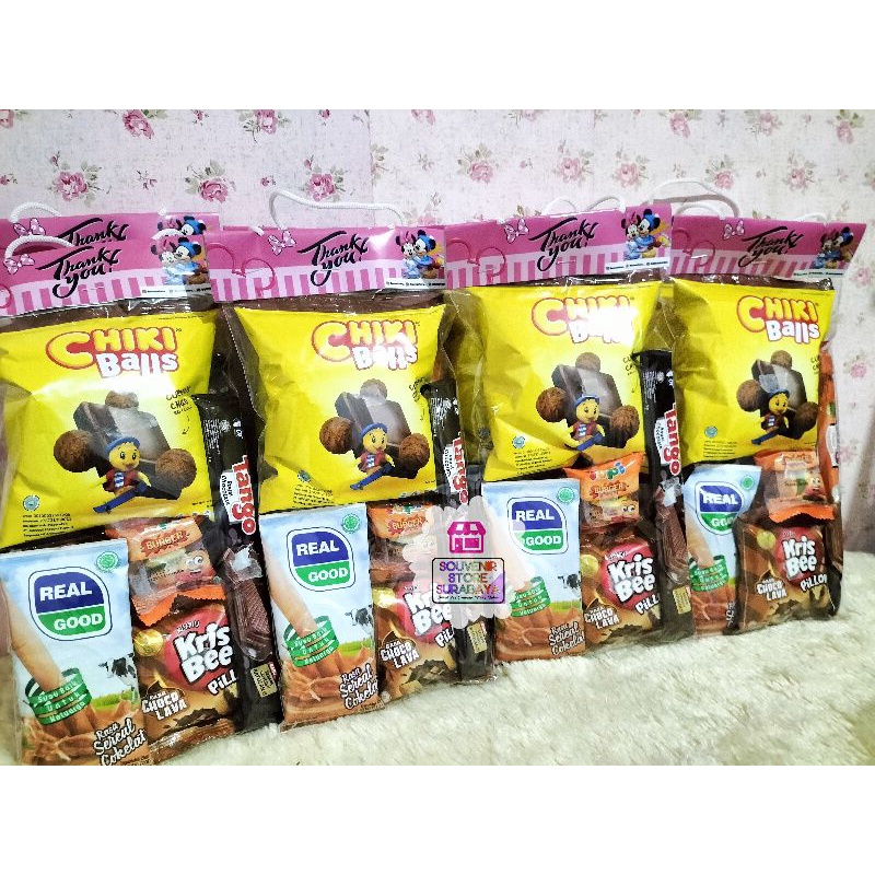 Snack ultah kemas hangtag / snack ultah murah kemas hangtag / snack murah / bingkisan ultah murah