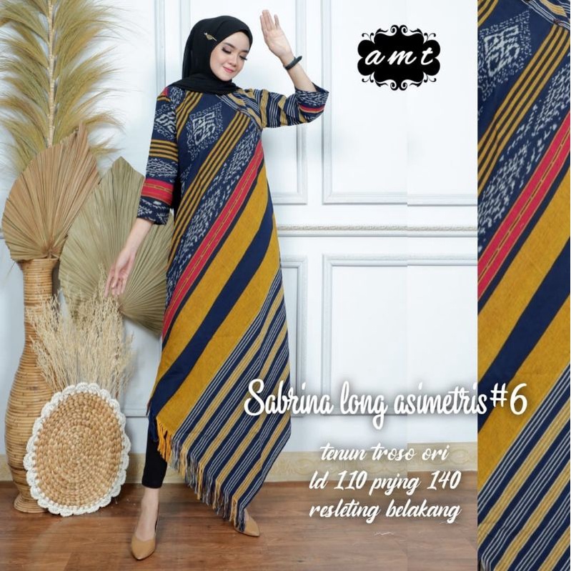 SABRINA LONG ASIMETRIS TUNIK TENUN TROSO