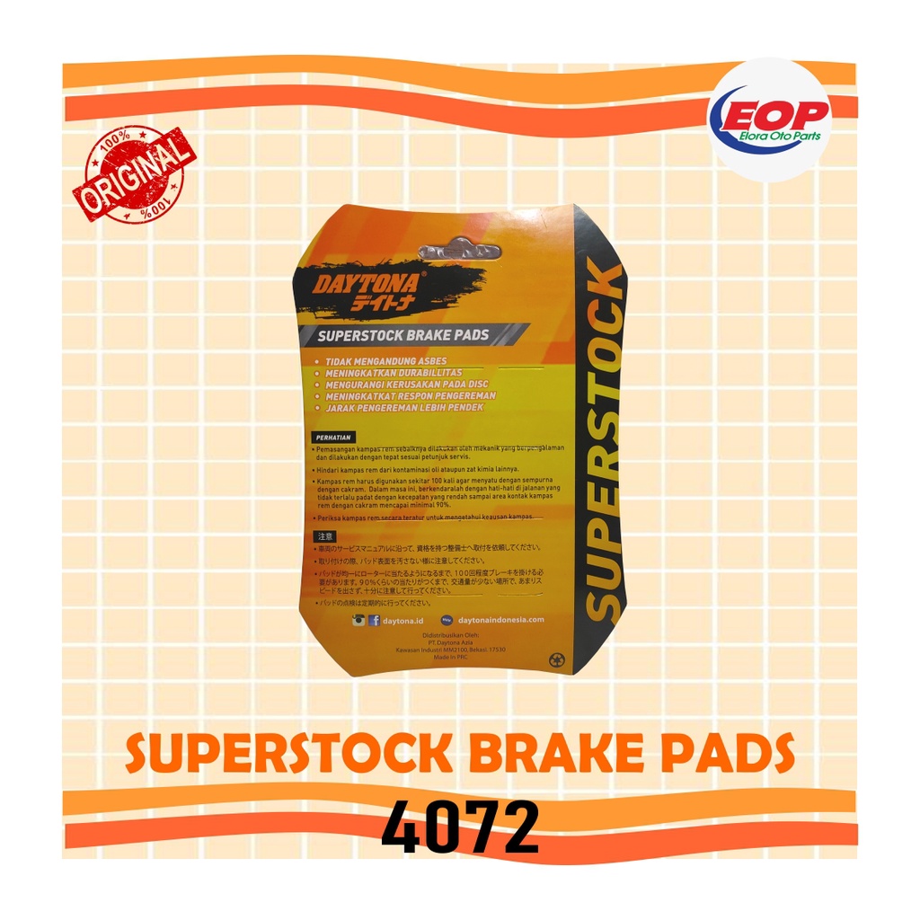 Brake Pad Daytona SuperStock 4072 Pcx150-Adv 150 (FR) CBS Kampas Rem Depan