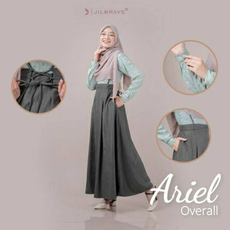 Jilbrave Ariel Overall Dengan Model Tali Unik & Rampel Manis elegan