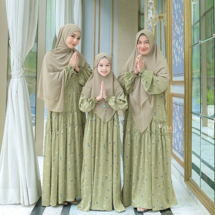 GAMIS ARMANI SILK SYARI BAJU SARIMBIT COUPLE AMILY HIJAB MADELIF DRESS SET FASHION MUSLIMAH TERBARU ORI PREMIUM MEWAH RIMPEL