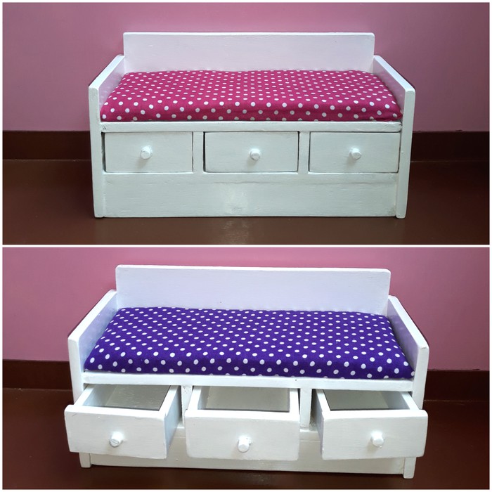 Miniatur Sofa Kursi Barbie 1/6 Kitbash Kayu