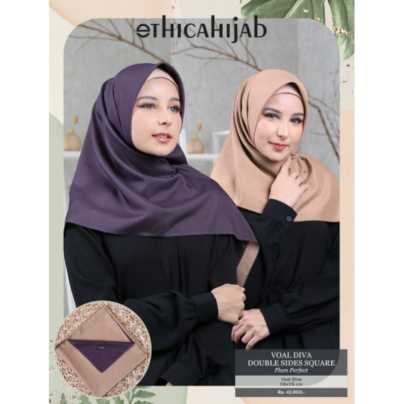 HIJAB SEGIEMPAT VOAL DIVA DOUBLE SIDES SQUARE ETHICA HIJAB