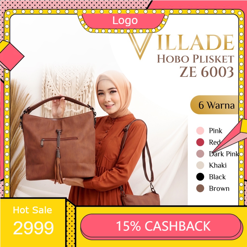 Tas Wanita Import Villade Hobo plisket 6003 Brown | Tas Hobo | Tas Wanita Elegan
