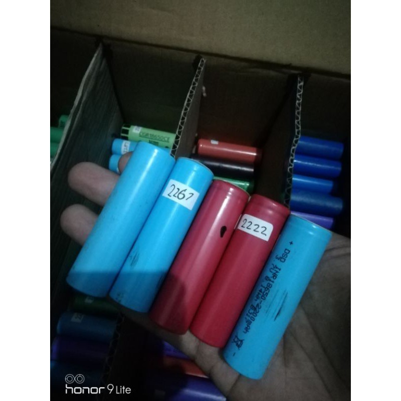 baterai 18650 2200-2399mah real kapasitas, baterai laptop bekas