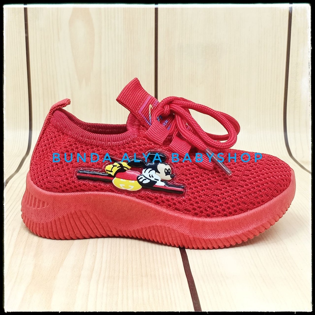 Sepatu Anak IMPORT Umur 2 3 4 Tahun MERAH Elastis Sepatu Anak Cowok Size 22 - 26 Kartun Lucu Alas Karet Anti Licin