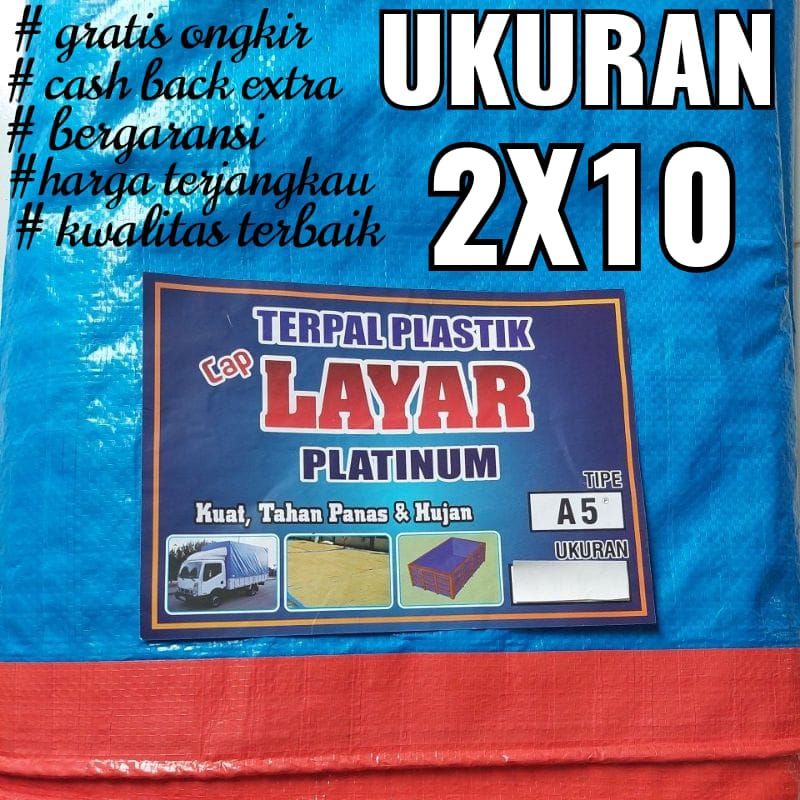 TERPAL PLASTIK A5 UKURAN 2x10 CAP LAYAR