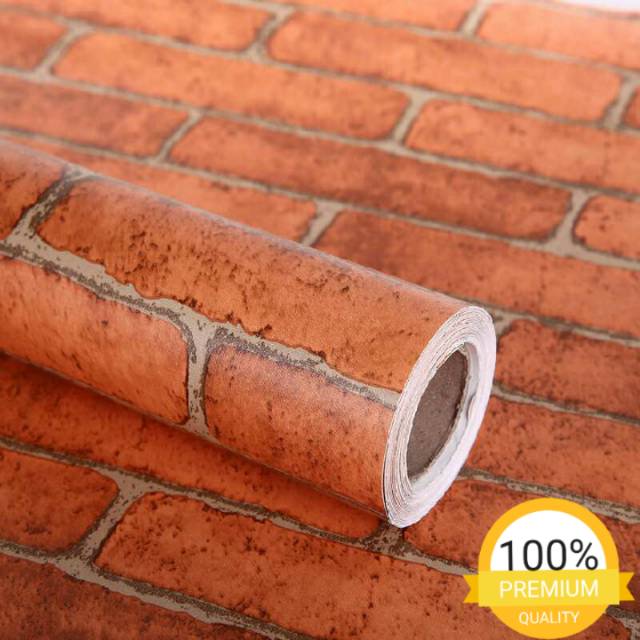 Diskon Grosir Murah_wallpaper Sticker Dinding Ruang Tamu Kamar Dan Kantor Batu Bata Orange Semen Minimalis 836wgOsdAM03Z