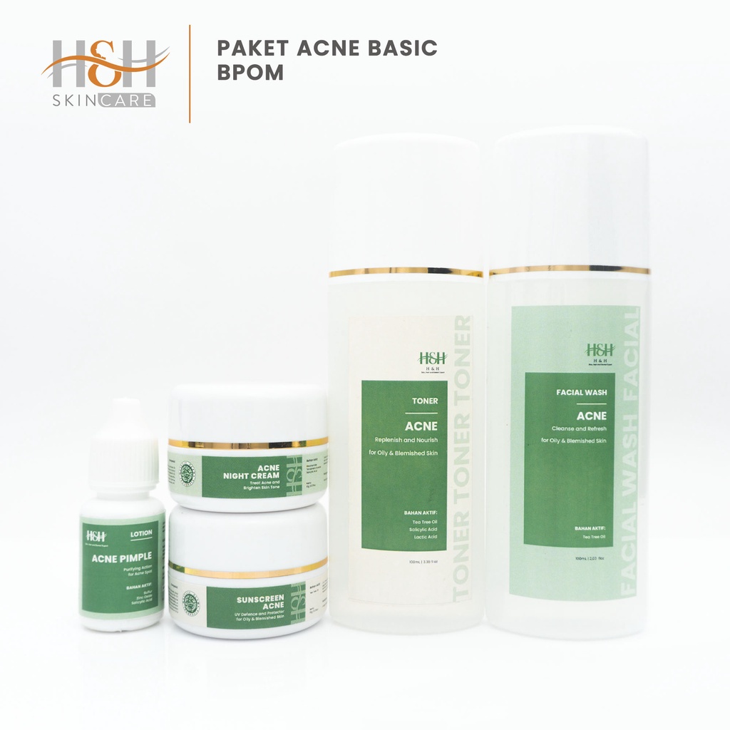 H&H Paket Acne Basic Bpom Perawatan Wajah Untuk Atasi Jerawat Ringan / Acne Prone Skin-4