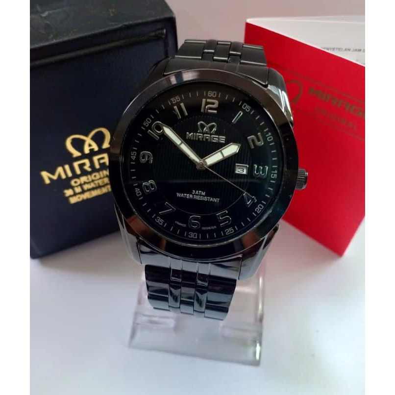 JAM TANGAN MIRAGE 8270 PRIA FULL BLACK ORIGINAL