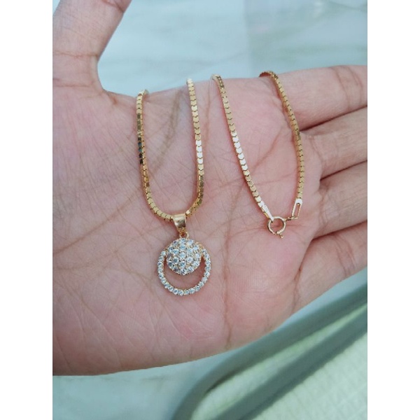 KALUNG MILANO ICE + LIONTIN BULAT DOUBLE CORR MP / KALUNG PERAK ASLI SILVER 925 LAPIS EMAS/ KALUNG FASHION WANITA TERBARU