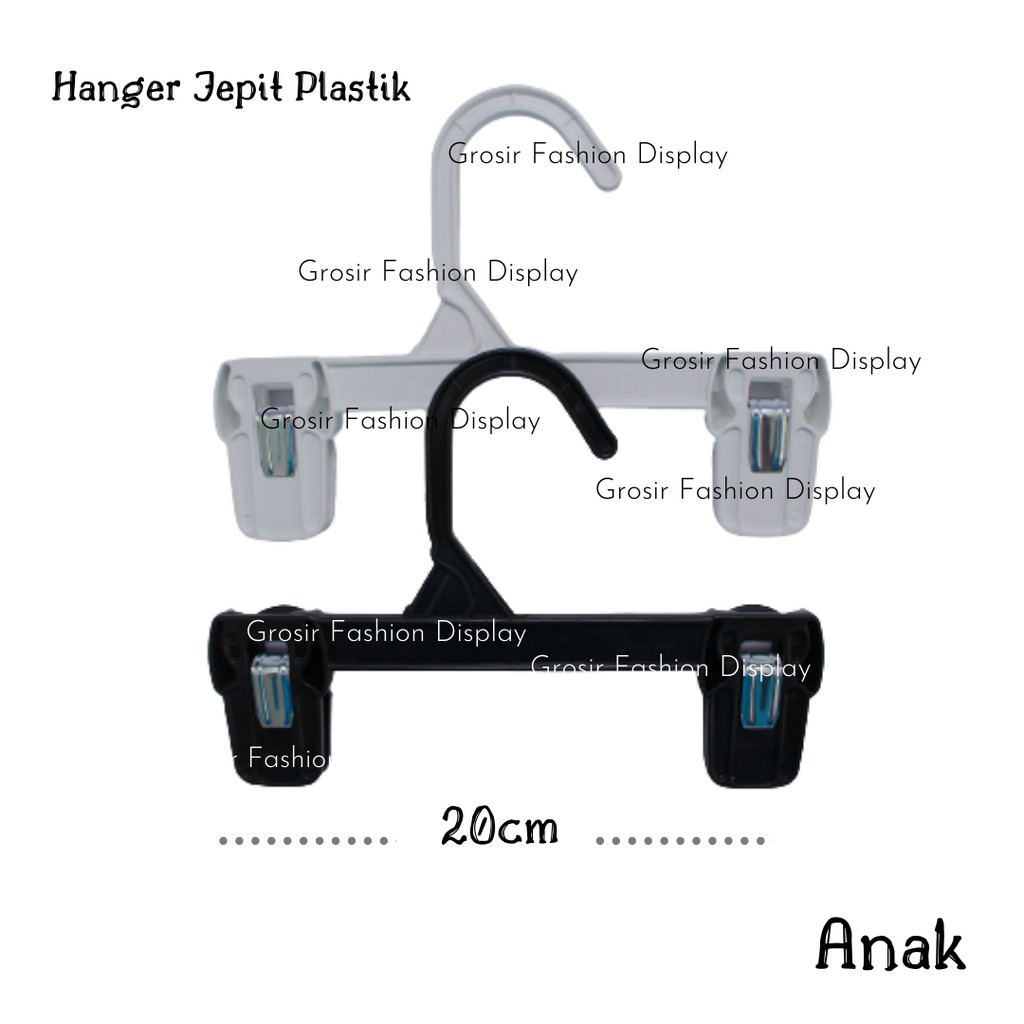 Hanger Jepit Plastik Warna Putih Hitam / Gantungan Celana / Gantungan Baju / Hanger Rok (BH)