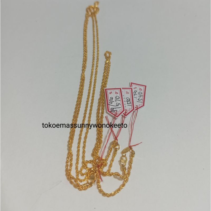 Kalung tambang korea italy guci biji timun rante holo emas asli 420%