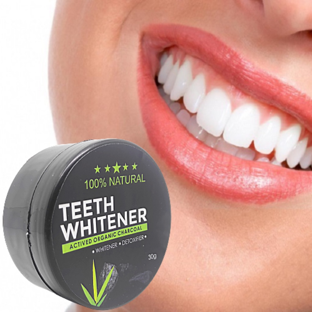 TEETH WHITENER Pemutih Gigi Original Whitening Charcoal Powder Activated 100% Natural