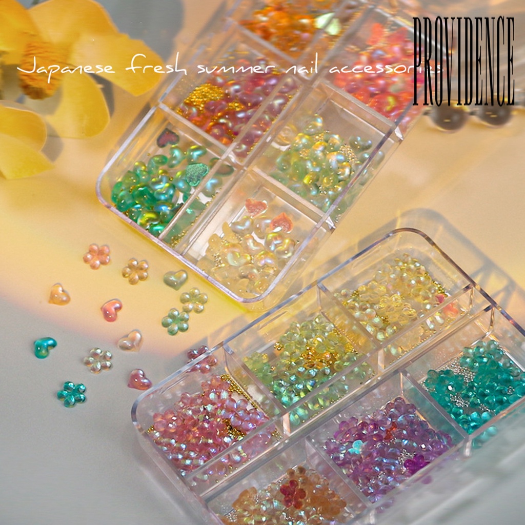 Providence Manik-Manik Baja Mini Bentuk Hati / Bunga 3D Untuk Dekorasi Nail Art / Manicure DIY