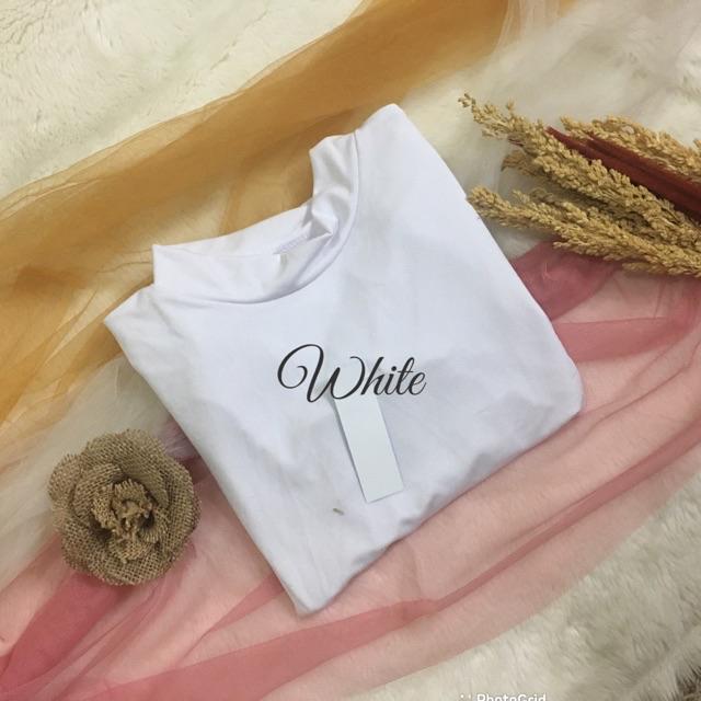 PROMO MANSET BADAN POLOS TEBAL ADEM TURTLENECK BAHAN KAOS TIDAK LICIN-WHITE