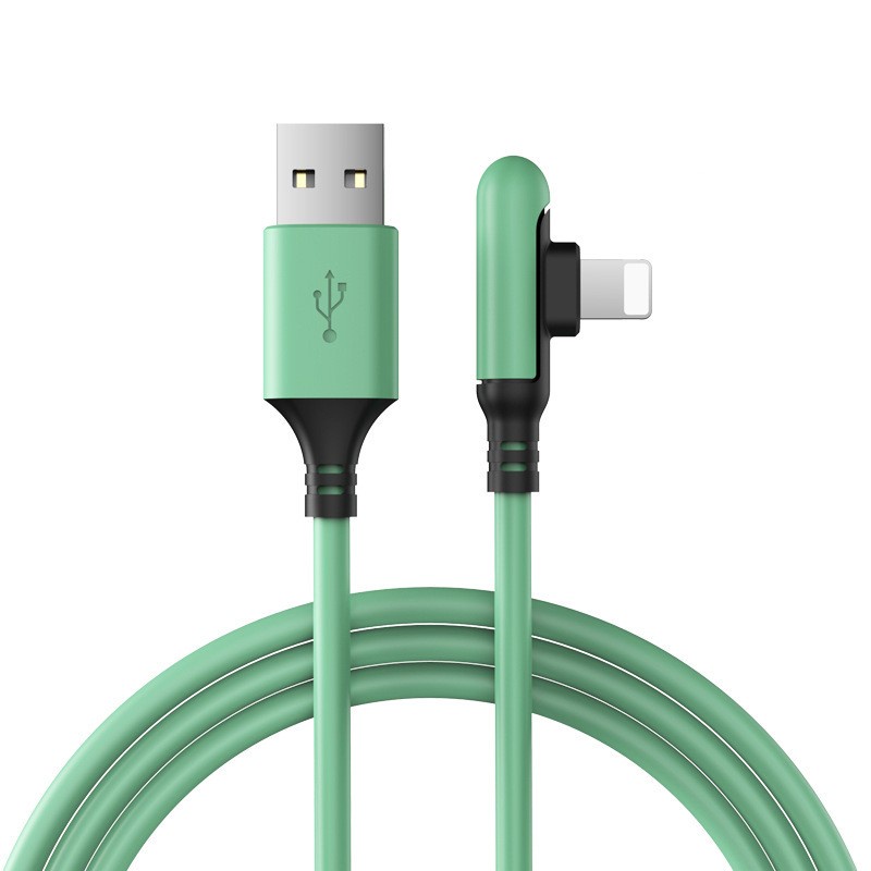 [90 Degree 3A  Fast Charging USB  Cable Cord ][Fast Charging Charger Liquid Silicone Data Cable  Compatible with  iPhone 12 11 Pro Max X XR XS 8 7 6 6s 5 5s ]