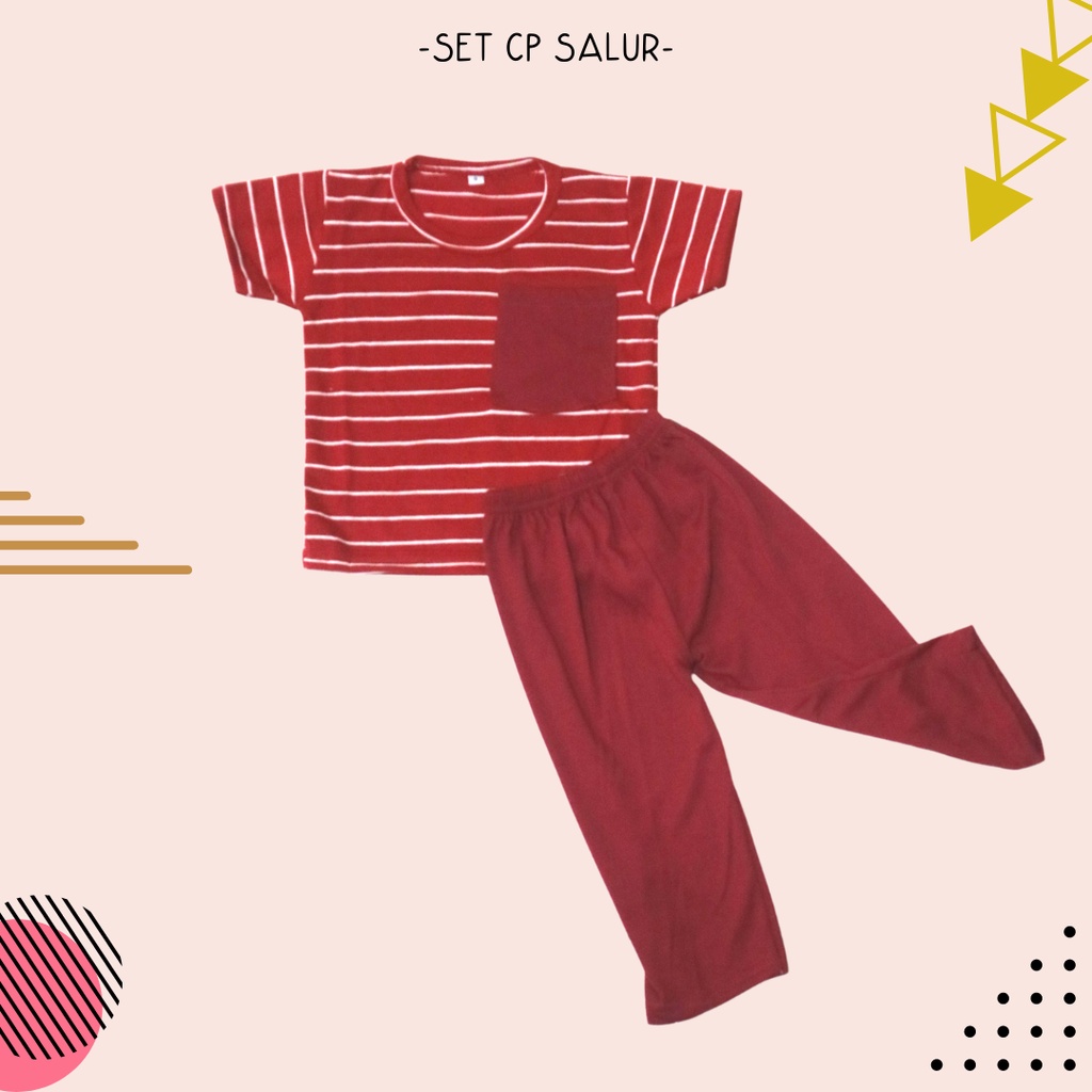 BabynKids - SETELAN POCKET KAOS + CELANA PANJANG MOTIF SALUR