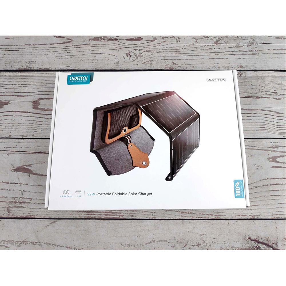 Choetech USB Foldable Solar Powered Charger 4 Panel 22W - SC005 - Gray