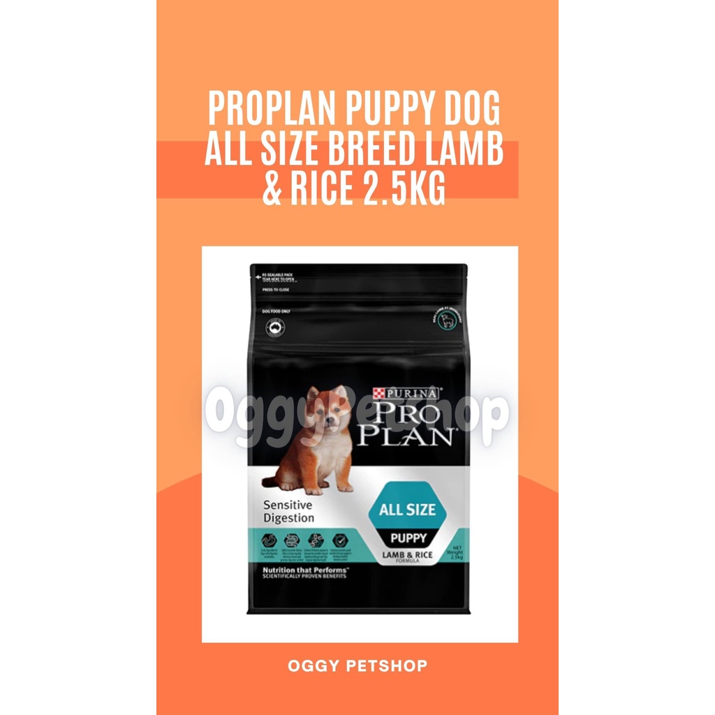 PROPLAN PUPPY DOG ALL SIZE SENSITIVE DIGESTION (Lamb &amp; Rice) Dry Food Makanan Anjing Freshpack 2.5Kg