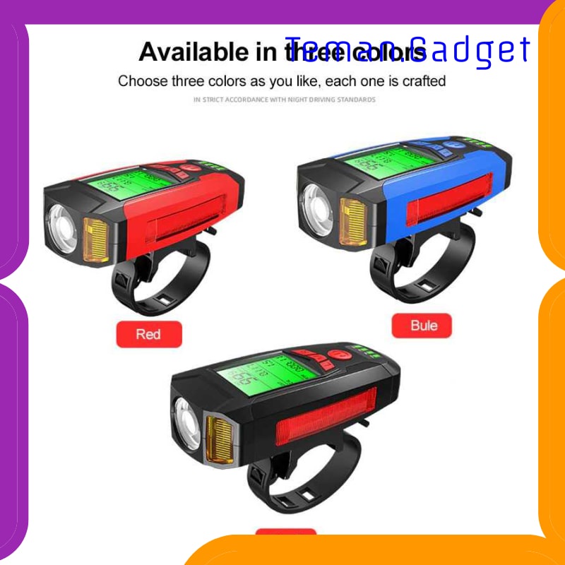 TG-IB766 ANLOOK 4 IN 1 LAMPU SEPEDA + KLAKSON + SPEEDOMETER RECHARGE1200MAH