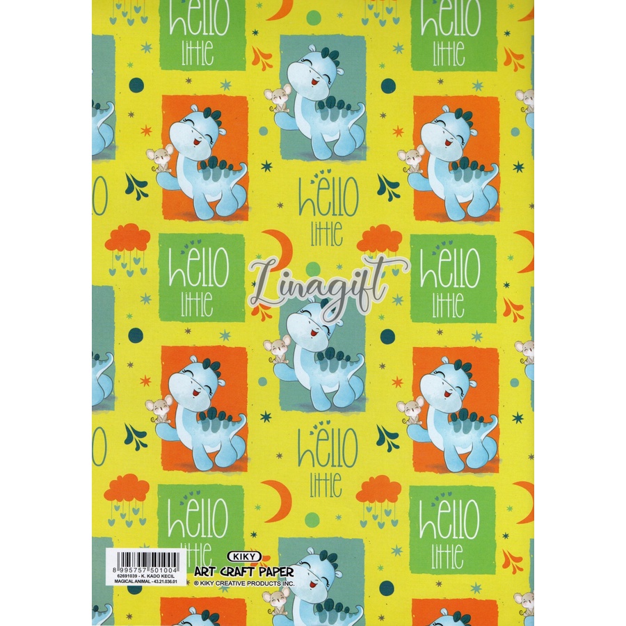 ( 5 Lembar ) FACE OF ANIMALS KIKY - KERTAS KADO - GIFT WRAPPING PAPER - DINOSAURUS / CAT / SAFARI / LION / CIRCUS / CUTE / ANAK / BIRTHDAY / ULANG TAHUN MOTIF