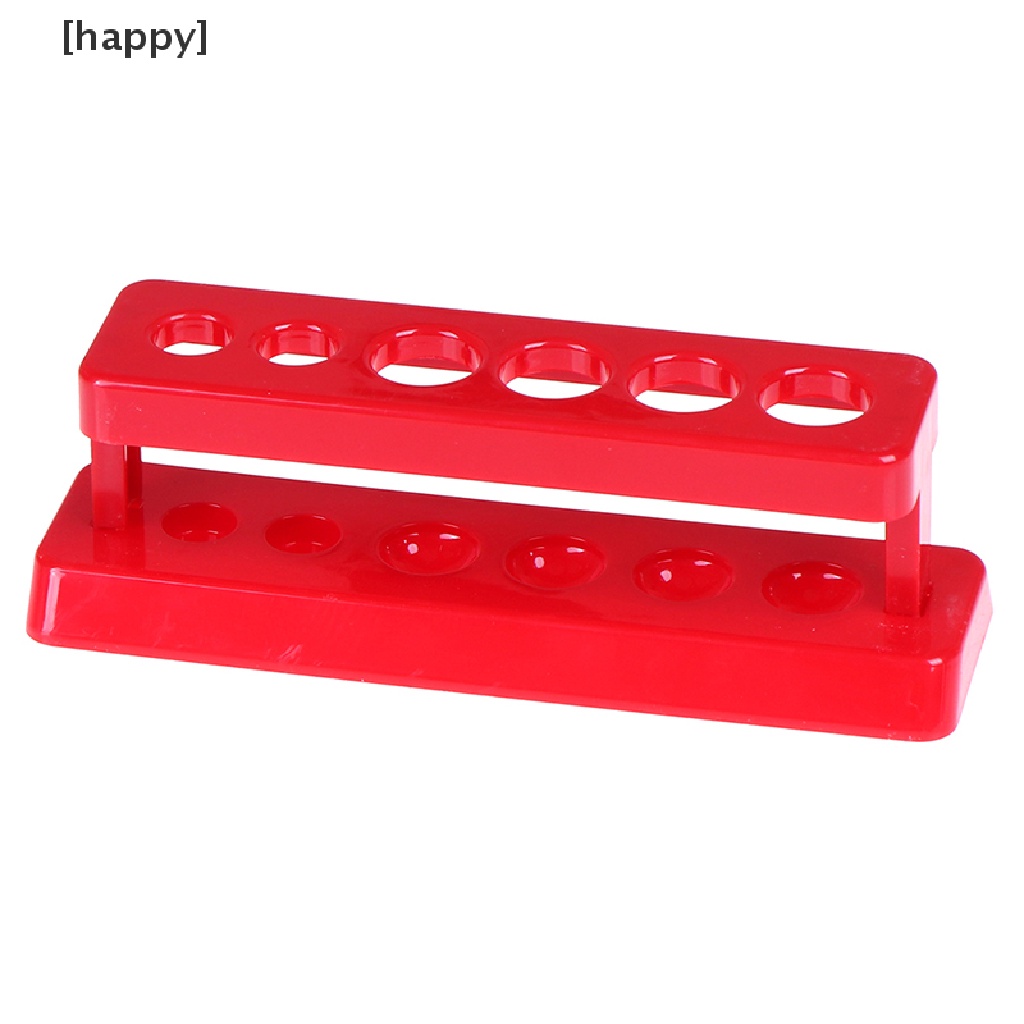 Rak Stand Holder Tabung Reaksi 6 Lubang Bahan Plastik Warna Merah Untuk Laboratorium