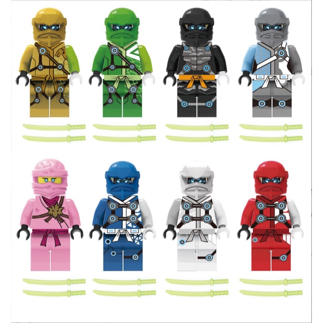 8pcs Ninjago Minifigures Mini Mainan Golden Ninja Action Figure Edukasi Anak Blok Bangunan Mainan Hadiah