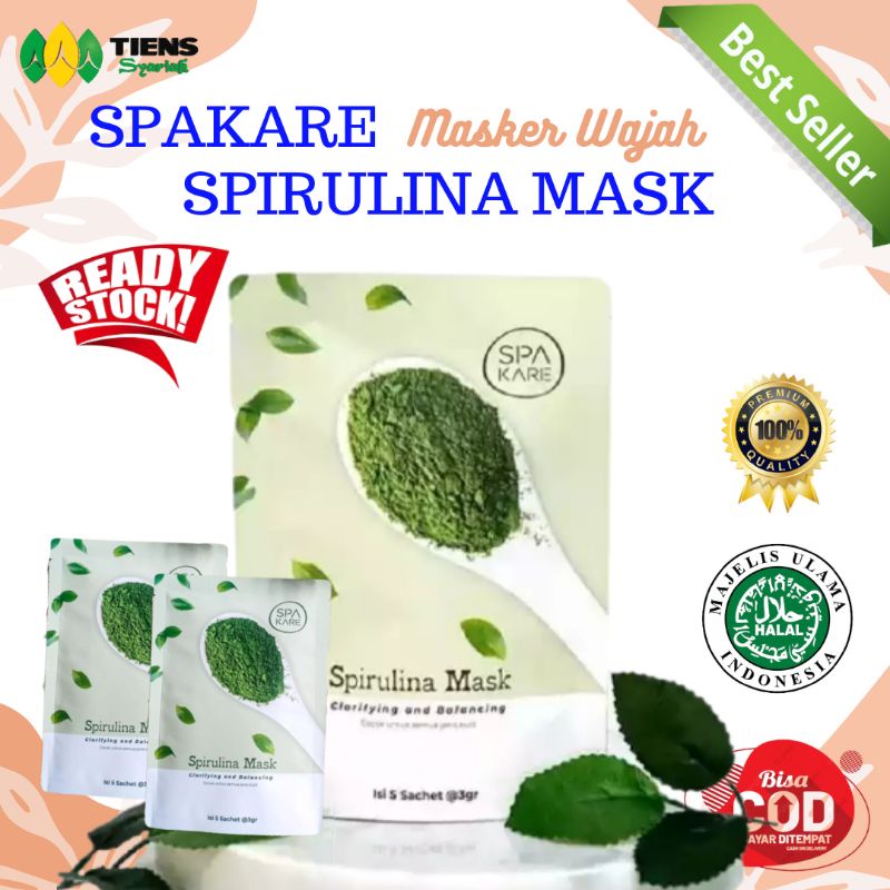 Spakare Spirulina Mask Masker Wajah Spirulina Premium Original Tiens, Atasi Jerawat Iritasi Kusam