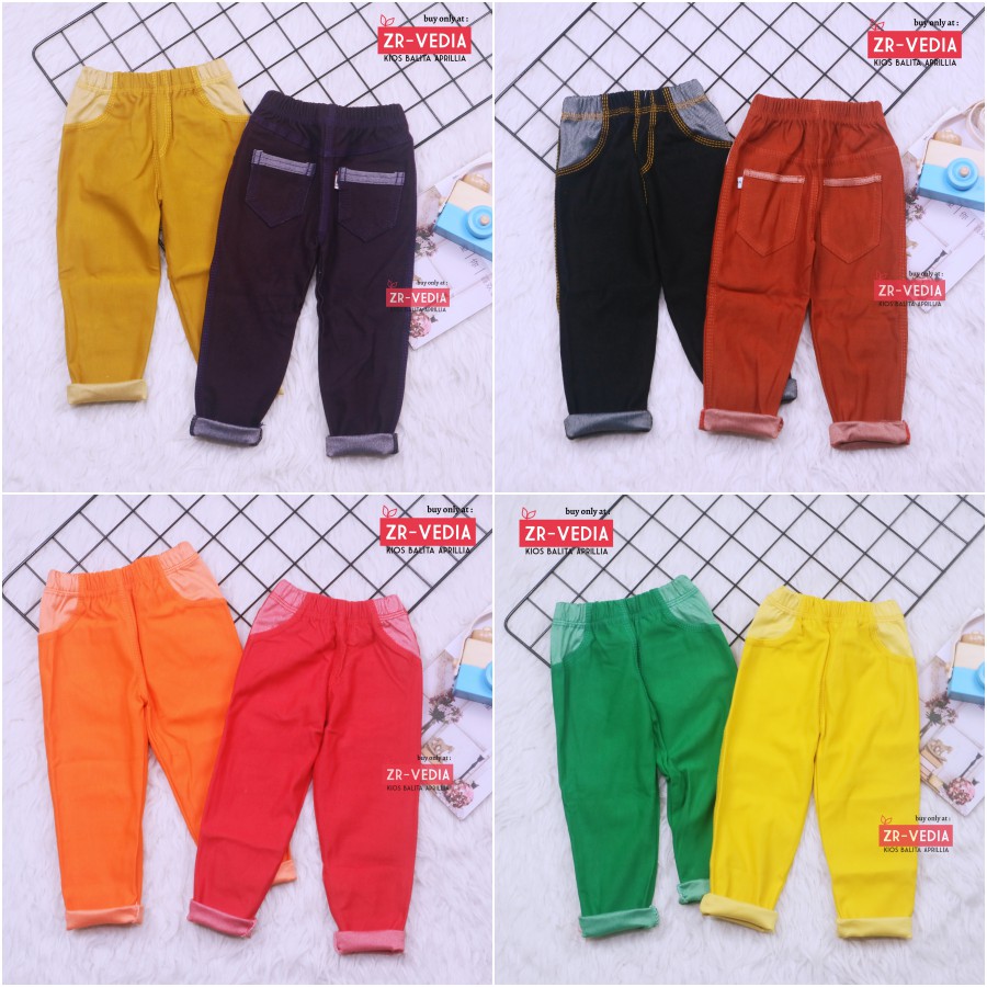 KANTONG JEANS Legging uk Anak Tanggung - ABG Remaja / Laki Perempuan Celana Panjang Anak Polos Denim