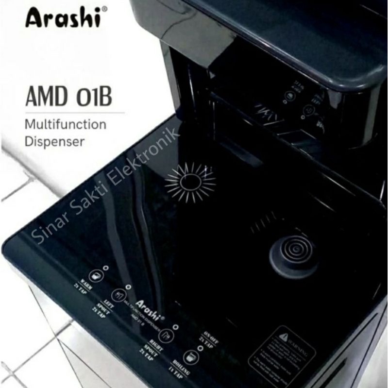 Arashi Dispenser Multifungsi Galon Bawah + Remote AMD-01B Panas Normal amd 01b Malang murah